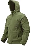 TACVASEN Herren Fleecejacke Military Outdoor Winddichte Jacke mit Kapuze-...