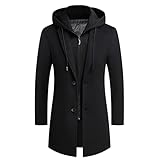 Luckyone Wintermantel Herren Mantel Loose Fit Lang Wollmantel Business...