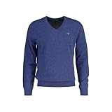 GANT Herren Extrafine Lambswool V-Neck Pullover, Stone Blue Melange, Large