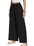 HAPYWER Leinenhose Damen Weites Bein Sommerhose Leichte Freizeithose Lang...