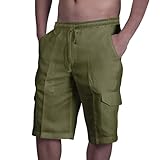 Leinen Kurze Hosen Herren Leichte Loose Bermuda Shorts Lässig Einfarbig...