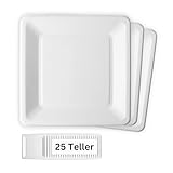 Linario® Einweg Grillteller - 25cm eckig - biologisch abbaubar aus...