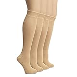 Hugh Ugoli Damen Bambus Kniehohe Socken, 4 Paar | Komfort Naht Lang Kleider...