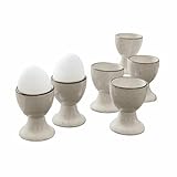 LOBERON Eierbecher 6er Set Biarré - Steingut mit Zierendem Farbrand -...