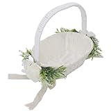 Hochzeits-Blumenmädchenkorb, elegant, handgewebt, Hochzeitsblumenkorb für...