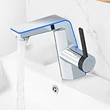 Wasserhahn Bad mit LED-Temperaturanzeige, Waschtischarmatur Badarmatur...