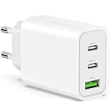 USB C Ladegerät 65W 3-Port USB Schnellladegerät,USB C Netzteil PD...