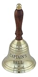 Handglocke Tischglocke Glocke Messing poliert Holzgriff 17cm Captain`s Bell