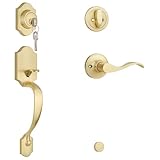 Bonpoly Gebürstetes Gold Haustürschloss Set, Haustürgriff mit einzelnem...