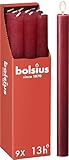 Bolsius - Rustik Stabkerzen - Rot - 9 Stück - 27 x 2.3 cm - Länge...