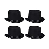 Relaxdays Zylinder Hut, 4er Set, Zauberhut Damen & Herren, Kopfumfang 58...