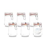 BAUER Flaschenbauer - 6-teiliges Set Drahtbügel-Vorratsgläser 800ml,...