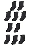 Amazon Essentials Unisex Kinder Crew-Baumwollsocken, 10 Paar, Schwarz, 2-3...