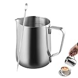 FHISKUNYU Milchkännchen Edelstahl Set, 350ml Barista Zubehör mit Latte...