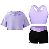 LiiYii Komplettes Sportoutfit Für Mädchen 3teilig Crop Top...