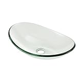 [neu.haus] Neuhaus Waschbecken aus gehärtetem Glas (47x31cm) oval...