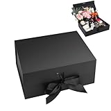 Geschenkbox Schwarz, 23 x 17 x 7cm Faltbare Geschenkkarton, Gift Box mit...