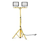 UISEBRT LED Baustrahler 2 * 100W Warmweiß mit Stativ Baustellen Strahler...
