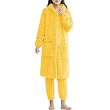 Hausanzug Damen Kuschelig Warm Set - Bademantel Damen Flauschig Mit Kapuze...