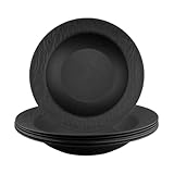 hocadon 6er Set Pasta Teller Nudelteller Tief Suppenteller Schwarz 22x3,5cm...
