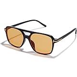 Charfia Vintage Retro Sonnenbrille, 70er Sonnenbrille Gelb Große...