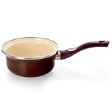 Emaille-Stieltopf Kasserolle Kochtopf Schmortopf emailliert BROWN 14 cm 620...