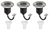JungesLicht 3er Set Bodeneinbauleuchte Rund IP67 Wasserdicht 230Volt AC...
