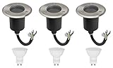 3er Set Bodeneinbauleuchte Rund IP67 Wasserdicht 230Volt AC GU10 5Watt LED...