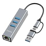 USB Type-C to Ethernet Adapter, USB 3.0 Hub with 1000 Mbps Gigabit RJ45 LAN...