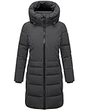 Navahoo Damen Langer Wintermantel warmer Steppmantel mit hohem Kragen und...