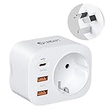 Unidapt 20W Australien Reiseadapter, 4 in 1 PD & QC 3.0...
