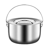 Campingtopf Aus Edelstahl mit Handgriff Und Deckel, Vielseitig Einsetzbar...