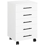 HOOBRO Rollcontainer mit 5 Schubladen, mobiler Aktenschrank,...