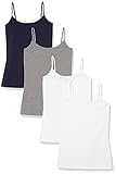 Amazon Essentials Damen Kamisol in schmaler Passform, 4er-Pack, Kohlegrau...