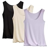 Unterhemden Damen 3er Pack Tank Top Damen Unterhemd Stretch Basic Tops...