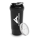 Eiweiß Shaker FYRA 700 ml mit Container - Pulverfach - Protein Shaker, BPA...
