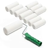 ToolSpace 10x Lackierwalze 11cm mit Griff Superfein Schaumstoffrolle...