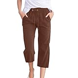 7/8 Hose Damen Lockere Anzughose Caprihose Damen Hohe Taille Gerades Bein...