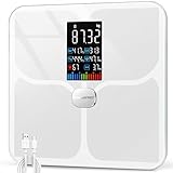 ABLEGRID Wiederaufladbar Körperfettwaage, LED Personenwaage Digital Mit...