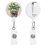 Grüner Kleeblatt-Halter in einem Weidenkorb, einziehbarer Ausweishalter,...