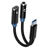 USB C auf 3,5mm Klinke Kopfhörer Adapter und Laden,2-in-1 Type C auf 3.5mm...