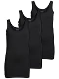 ONLY 3er Pack Damen Basic Tops Tank Top schwarz lang 15201465 (XL, Schwarz...