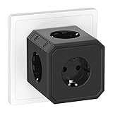 Steckdosenadapter Würfel, Steckdosenwürfel, Schwarz