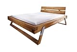 KAWOLA Doppelbett Massivholz 140x200 cm Balkenbett TOMA Fichte eichefarbig,...
