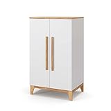 VitaliSpa Kinderkleiderschrank Malia, Kinderregal, Weiß/Eiche, 70 x 120 cm