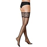 KUNERT Damen Halterlose Strümpfe Satin Look 20 breites Spitzenband 20 DEN...