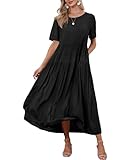 YESNO Damen Kleider Freizeit Lose Sommerkleid Lang Boho Maxikleid für...