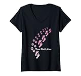 Damen Hundemotiv mit Hundespruch Never Walk Alone T-Shirt mit V-Ausschnitt