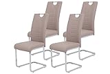 Hela Tische, 4er Set Schwingstuhl Küchenstuhl Ruby, Kunstleder Cappuccino,...