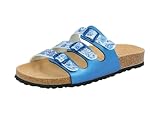 Lico Damen Bioline Flower Pantoletten, Blau Weiß, 41 EU